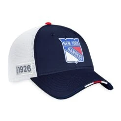 New York Rangers Fanatics Authentic Pro Draft Structured Trucker Hat -Hockey Equipment Shop fanatics hats new york rangers fanatics authentic pro draft structured trucker hat osfa 29396081705026