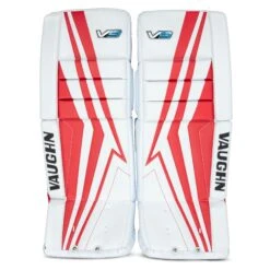Vaughn Velocity V9 Intermediate Goalie Leg Pads -Hockey Equipment Shop vaughn leg pads vaughn velocity v9 intermediate goalie leg pads white red 31 2 28744338014274